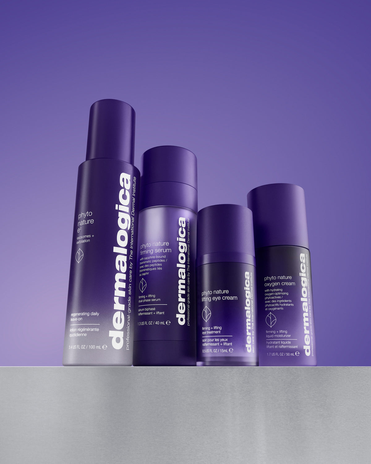 Dermalogica's Phyto Nature Range in a group shot on a grey gradiant